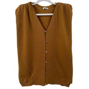 Dex Sleeveless Blouse Vest Curry Color Women Size‎ X